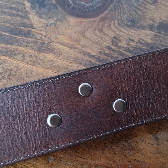Talbots Vintage Western Brown Leather Belt with Silver Buckle - Picture 3 of 12
